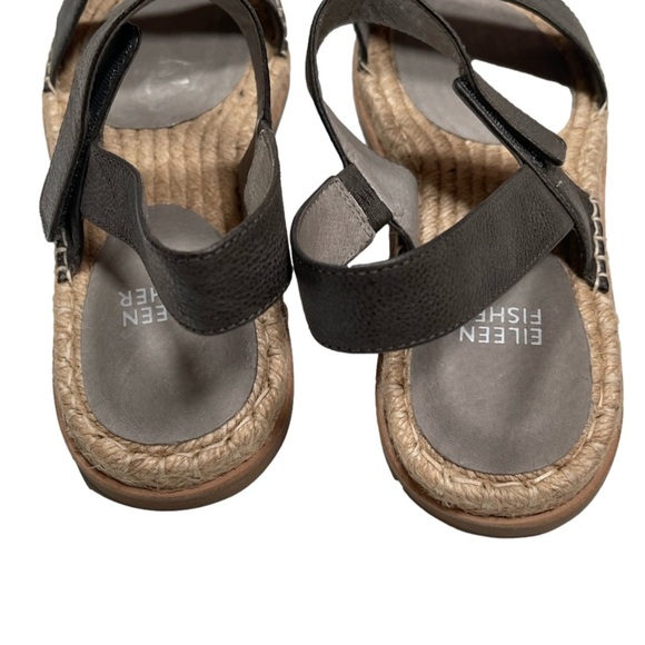 NWOT Eileen Fisher Max Metallic Espadrille Sandals Size 8 Leather - Picture 3 of 8